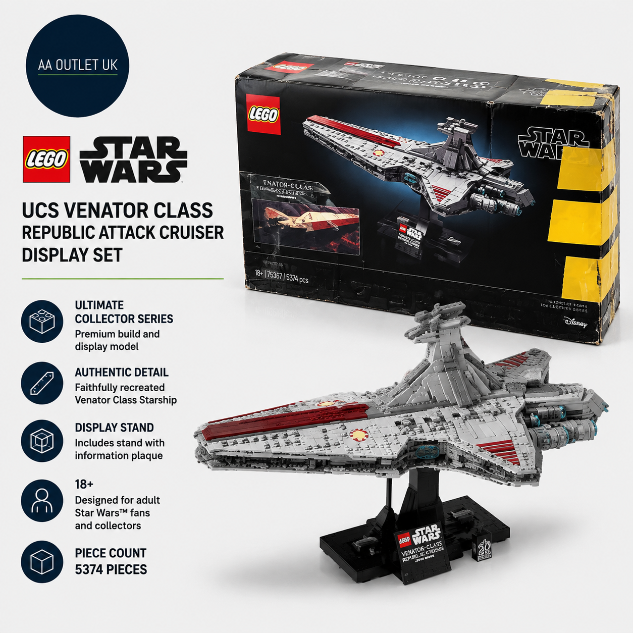 LEGO Star Wars UCS Venator Class Republic Attack Cruiser Display Set New