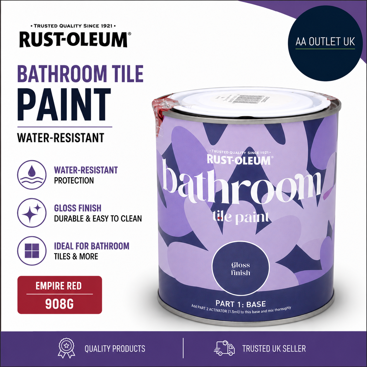 Rust Oleum Red Water Resistant Bathroom Tile Paint Gloss Finish Empire Red