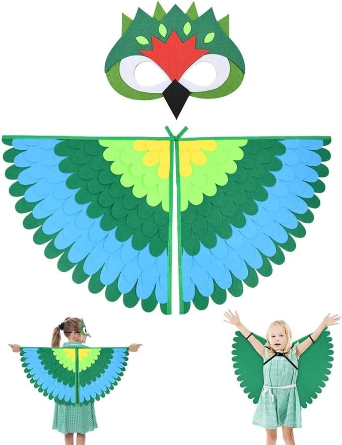 Uraqt Felt Fairy Bird Capes Wings Kid Costume Set Felt Eye Mask Adjust New