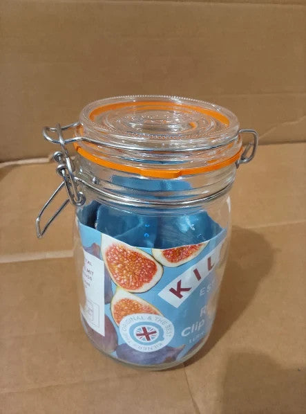 Kilner Clip Top Jar 1L 1000ml Airtight Glass Storage Jar Preserving 8x7in New