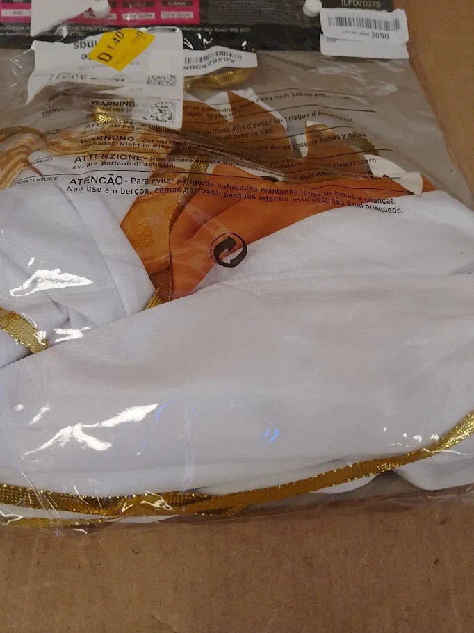 Girls Roman Goddess Costume Small White Tunic Dress Gold Sash Golden Laurel New