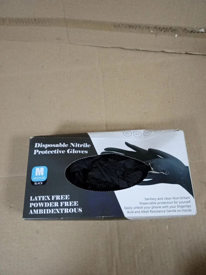 PRAIMA Black Nitrile Disposable Glove Medium Heavy Duty Durable Strong Latex New