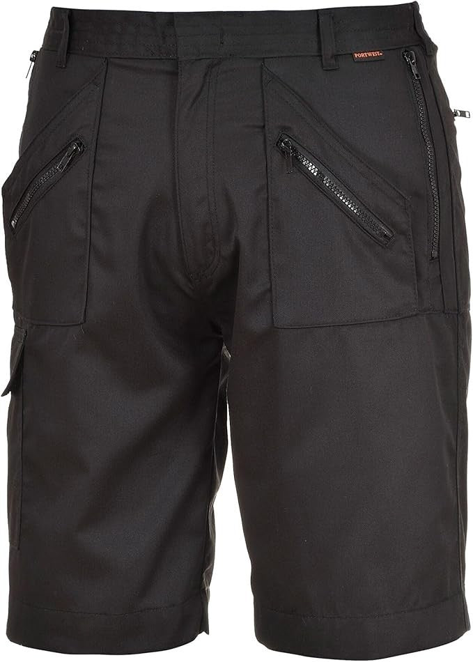 Portwest S889 Work Safety Shorts Elastic Action Machine Wash Black XL New