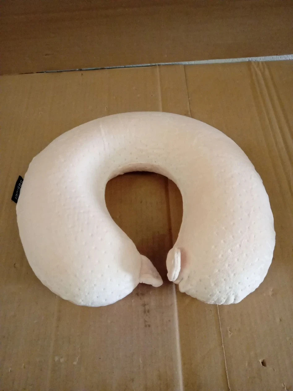 Memory Foam Neck Pillow Comfortable Travel Head Support 11.8x11.8x3.94in Beige