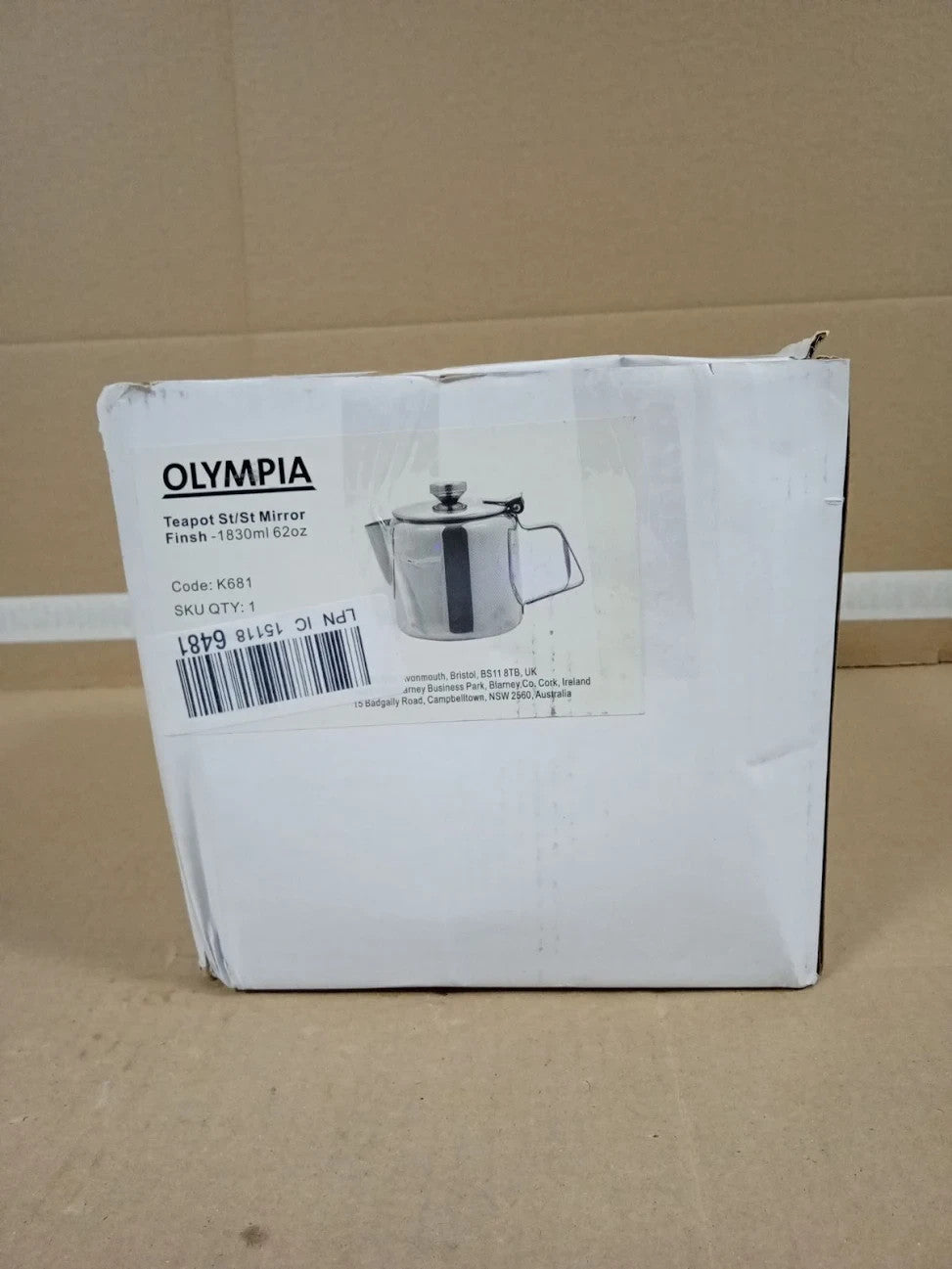 Olympia Concorde Teapot St Mirror Finish 1830ml 61.87fl oz Stainless Steel