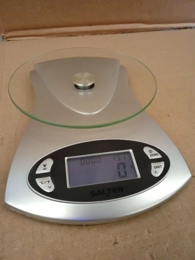 Salter Electronic Scale Imperial Metric Measurements LCD Display Silver New
