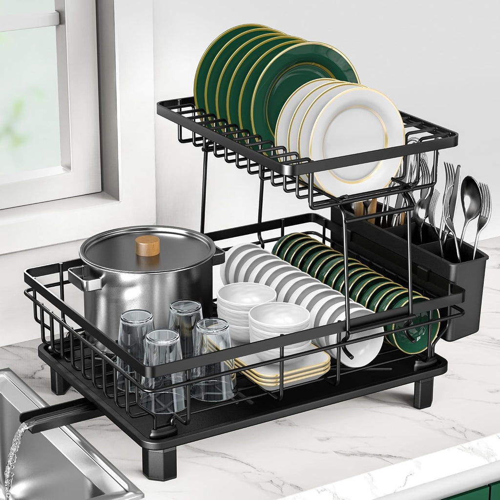 Rottogoon Large Dish Drying Rack 2Tier Stainless Steel Racks For Kitchen New