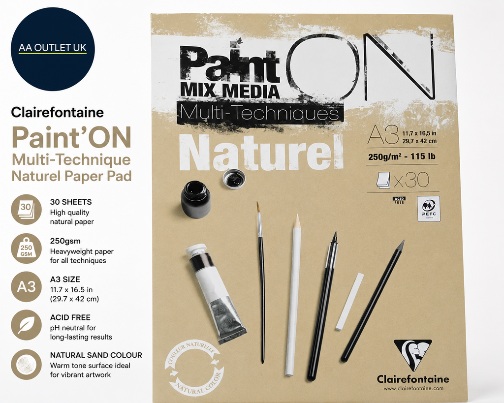 Clairefontaine Ref 96541C Paint ON Multi Technique Naturel Paper Pad 30 Sheets
