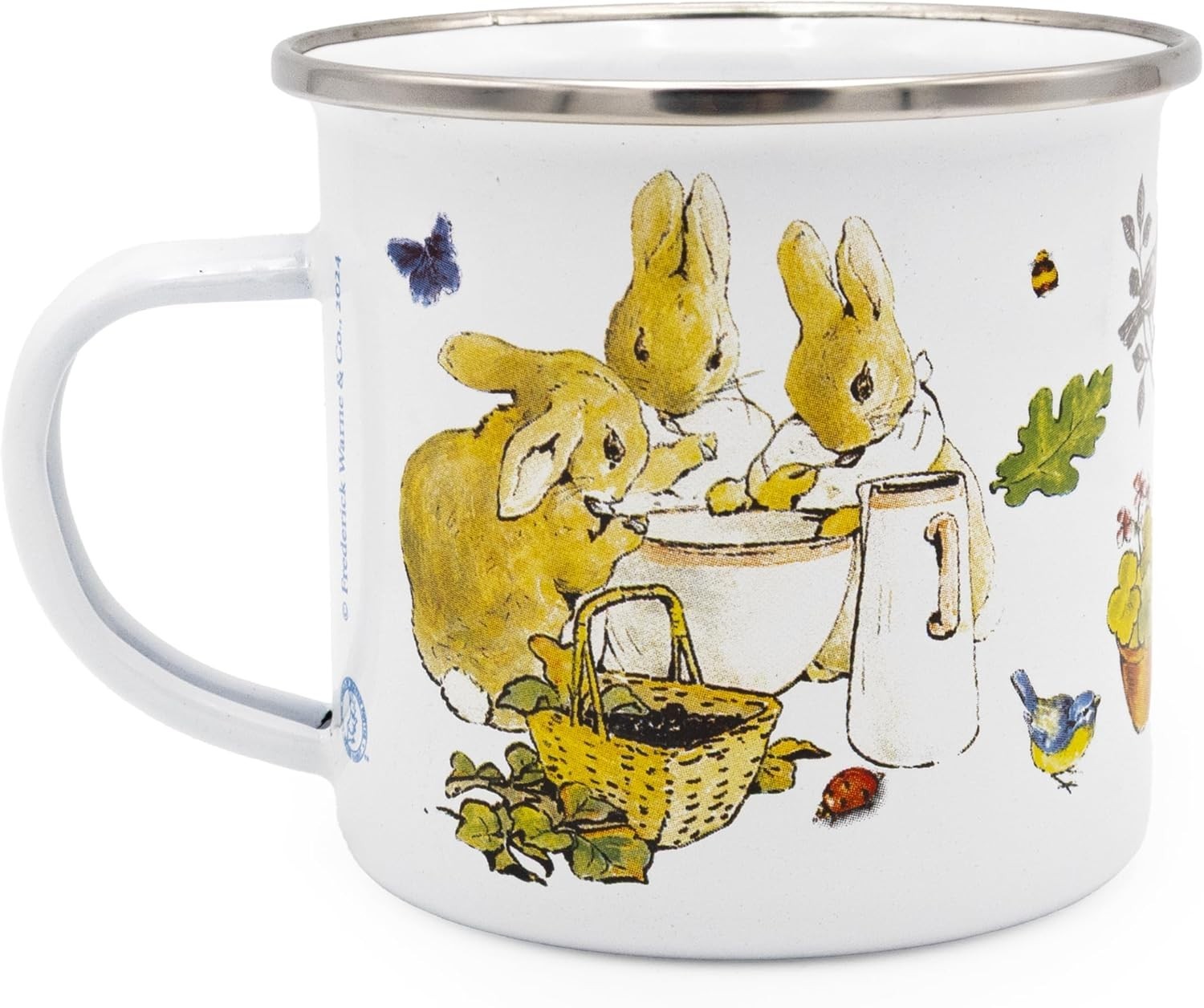 Peter Rabbit Enamel Mug Flopsy Bunnies 320ml Dishwasher Safe White New