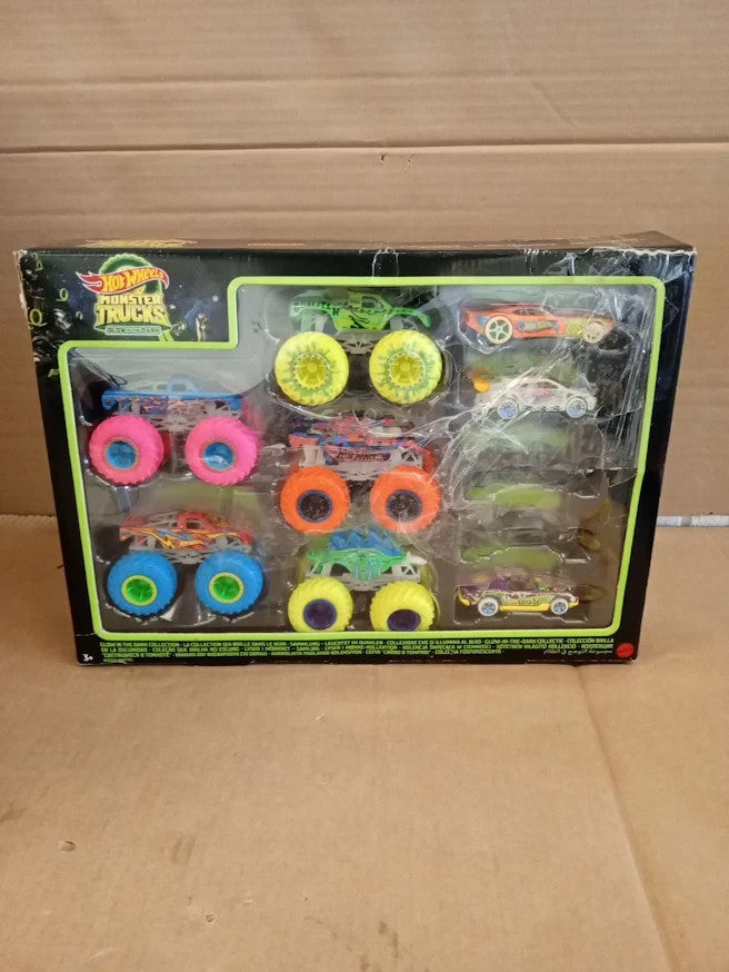 Hot Wheels Monster Toy Trucks Collection Glow Dark Design 8 Pieces NHCB57 Set