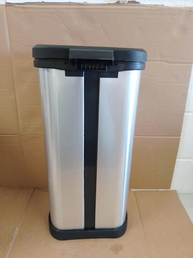 Curver 40 Litre Deco Touch Top Kitchen Bin Silver Waste Lightweight Resin