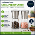 Stainless Steel Salt Pepper Grinder Refillable Adjustable Coarseness 5.3x2.5