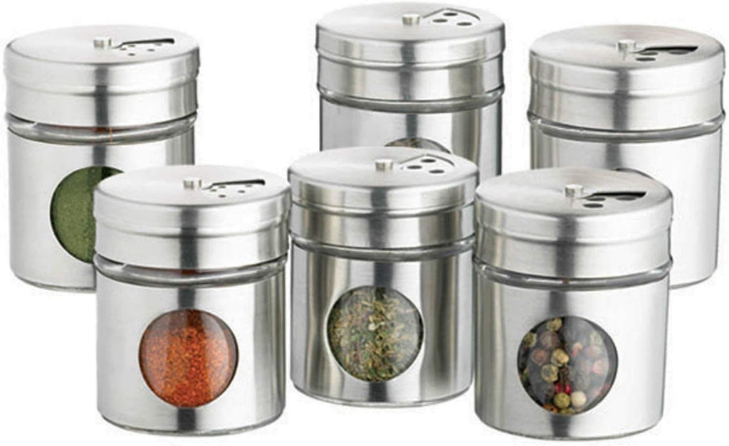 Kitchencraft Home Made Spice Herb Jar Stainless Steel Set 6 Silver 16x8x26cm New