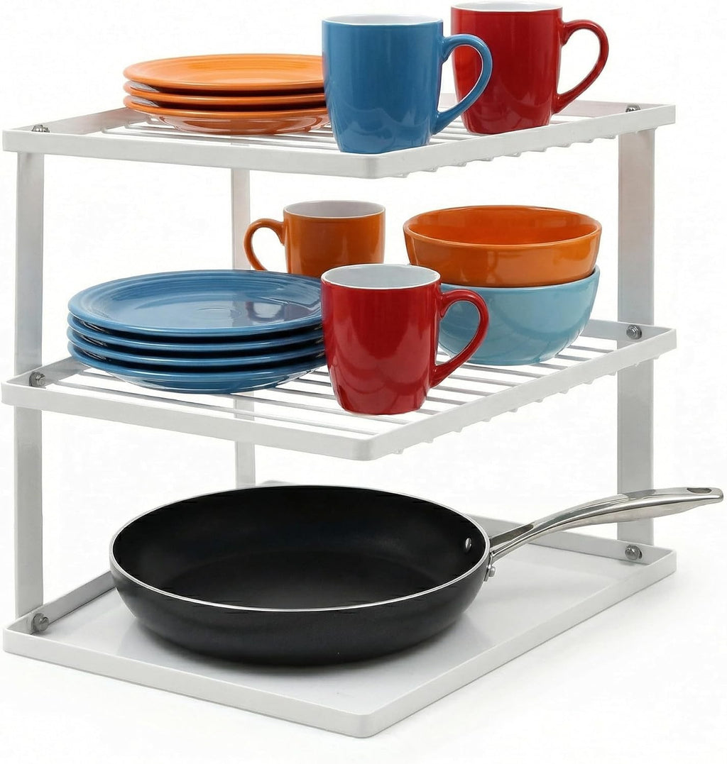 Joejis Kitchen 3 Tier No Wobble Plate Rack Cupboard Storage 19x25x24cm New