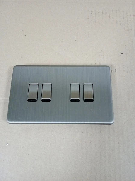 Knightsbridge 10AX 4G 2 Way Switch Antique Brass Stainless Steel Double New