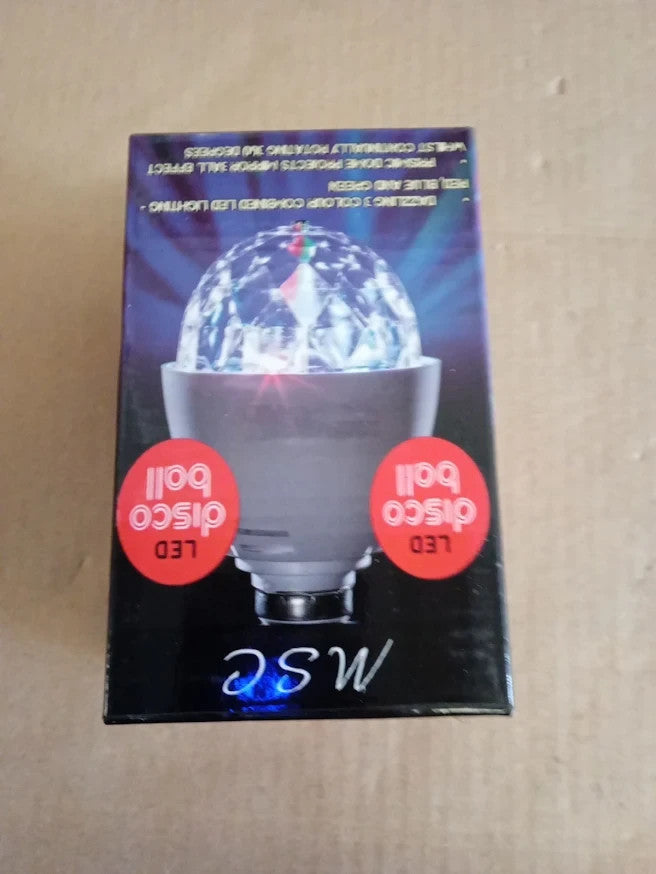 MSC LED E27 Disco Ball Rotating Multi Coloured Light Bulb Edison Screw New