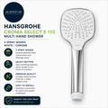 Hansgrohe Croma Select E 110 Multi Hand Shower 3 Spray Modes White Chrome