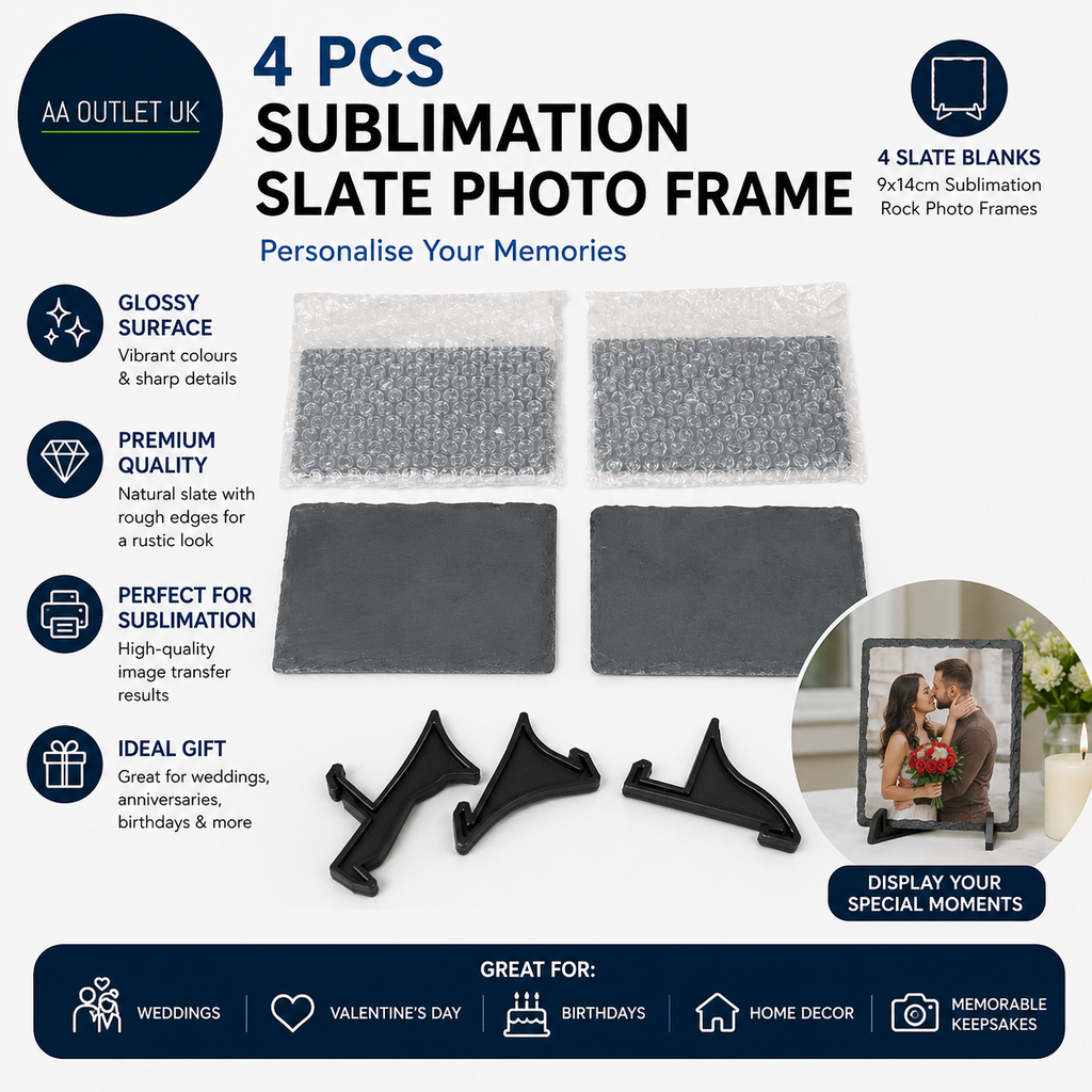 Suemx 4Pcs Sublimation Slate Blanks Photo Picture Frame 14cm Glossy Surface
