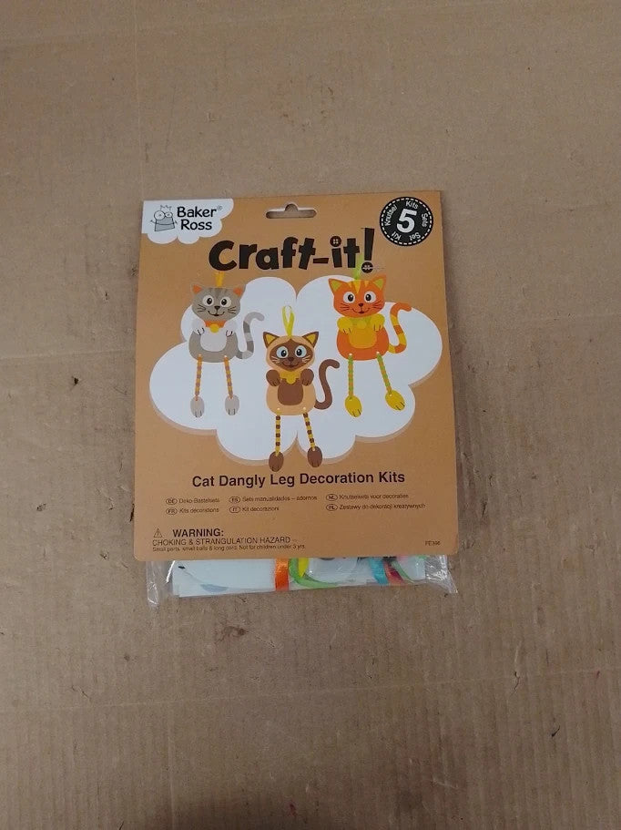 Baker Ross FE396 Cat Craft Bead Hanging Decoration Kits Pack 5 Creative Art New