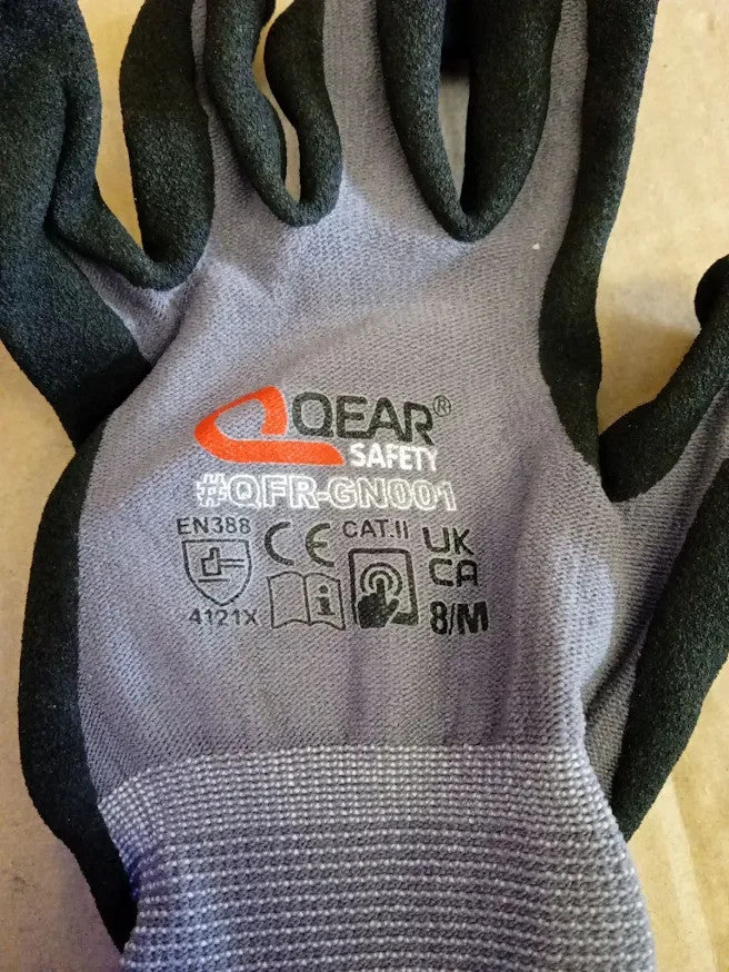 3 Pairs QEARSAFETY Nitrile Palm Coated Microfoam Work Gloves Size 8/M Design
