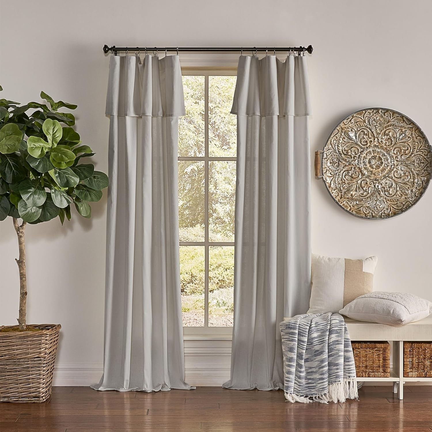 Mercantile Drop Cloth Curtain Panel Light Filtering Ring Tab Top 84x50in New