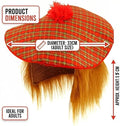 Henbrandt 2pc Adults Scottish Tartan Tam O Shanter Hats Ginger Hair Funny New