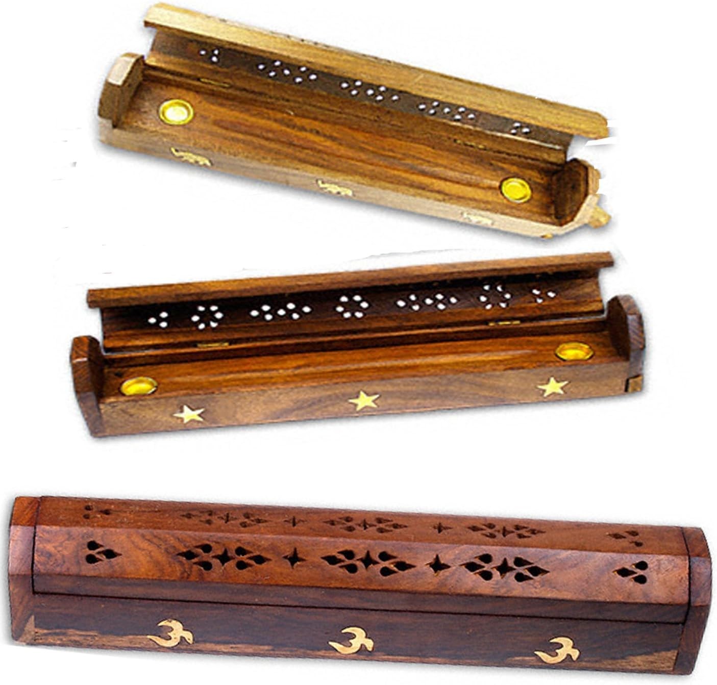 Simply Wooden Incense Joss Stick Cone Holder Smoke Box Rosewood 31.2x5.6cm New