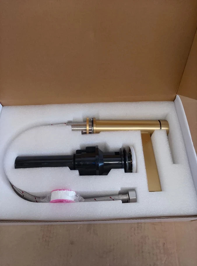 Modern Bathroom Sink Single Lever Basin Waterfall Mixer Tap Brushed New