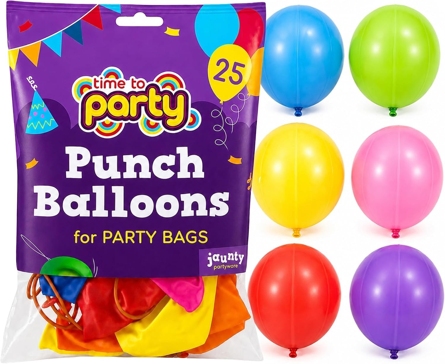 Jaunty Partyware 25 Large Punch Balloons Kids 12in Premium Quality Assorted New