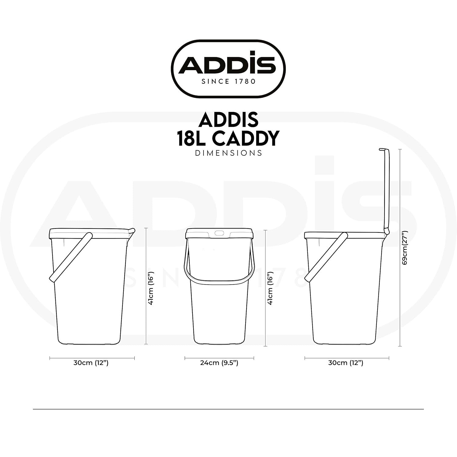 Addis 519282 Kitchen Recycling General Storage Bin 18L Stackable Food Waste