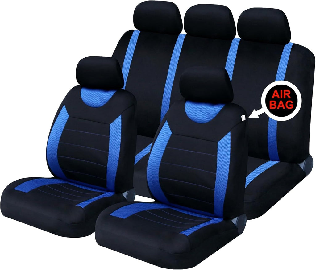 Sakura SS5292 Car Seat Headrest Covers Carnaby Blue Universal Full Set Design