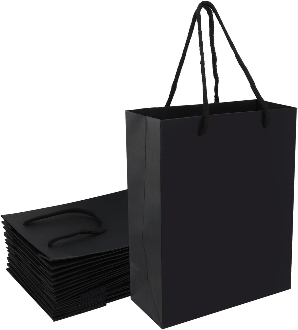 ASelected 20Pcs Black Gift Bag Paper Gift Handles Reusable 15x7x20xm