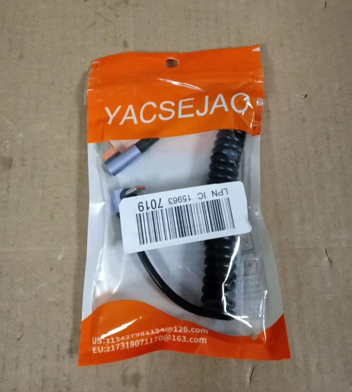 YACSEJAO 65W USB C USB C Cable 1m Coiled Fast Charge Right Angle Durable Design