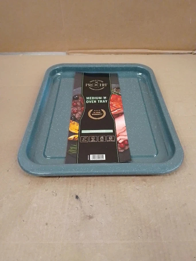 Prochef Enamel Oven Tray PFAS Free 38x30x2.2cm Grey Dishwasher Safe New