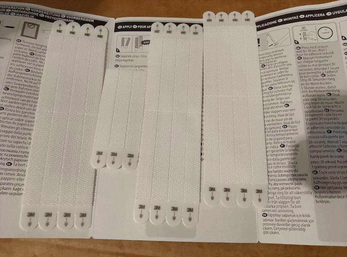 Command Strips Picture Hanging Narrow 27 Pieces Adhesive Strips White New