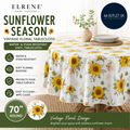 Elrene Home Fashions Sunflower Season Vintage Floral Water Round 70x70in