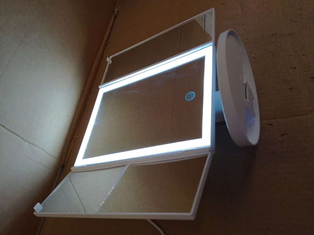 Grifema Vanity Makeup Mirror Trifold Table Magnification 32 LED Lights 3x2x1 New