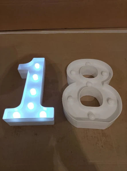 Decorative LED Light Number 18th Birthday For Her Him Cool White 8.86in Tall New