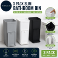 Xygobla 3 Pieces Slim Bathroom Bin 10L Pop Up Lid Anti Odour Toilet Waste Can