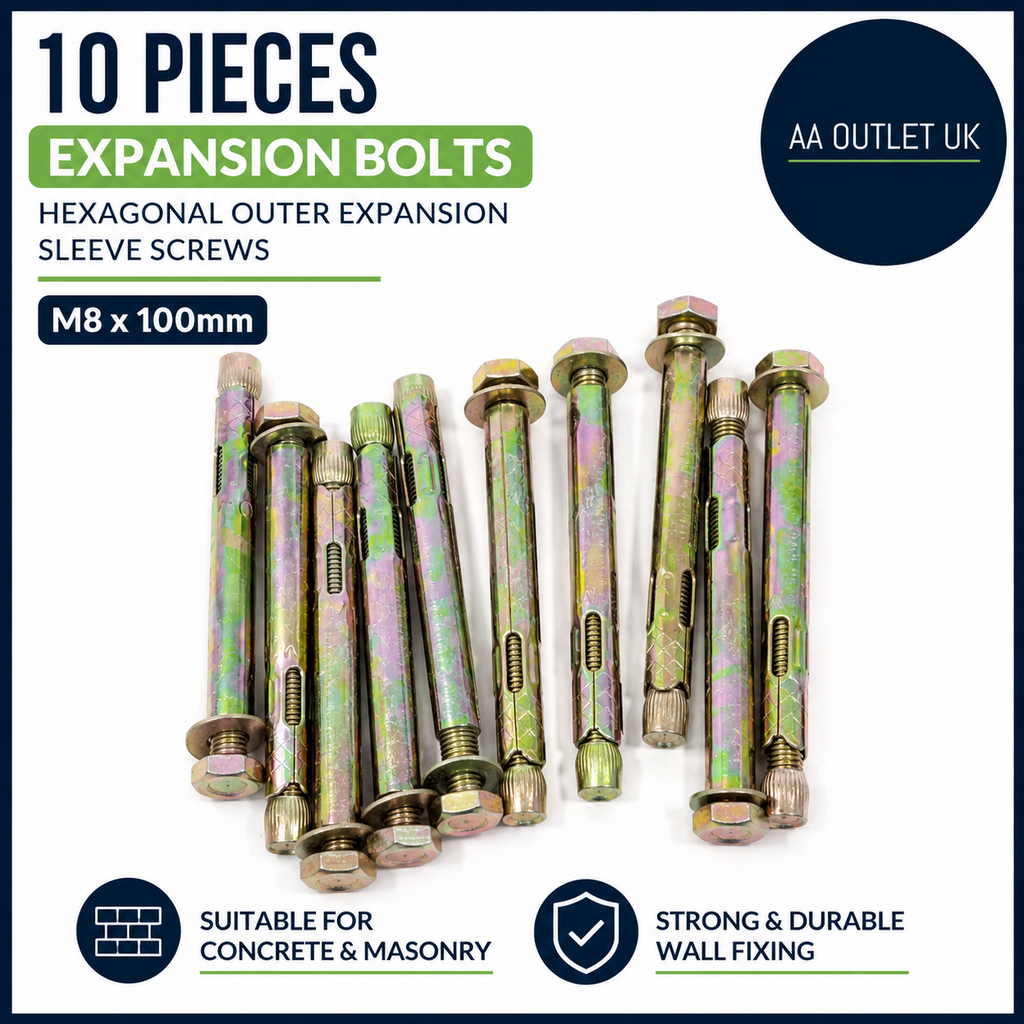 10 Pieces Expansion Bolts Hexagonal Outer Expansion Sleeve Screws Concrete