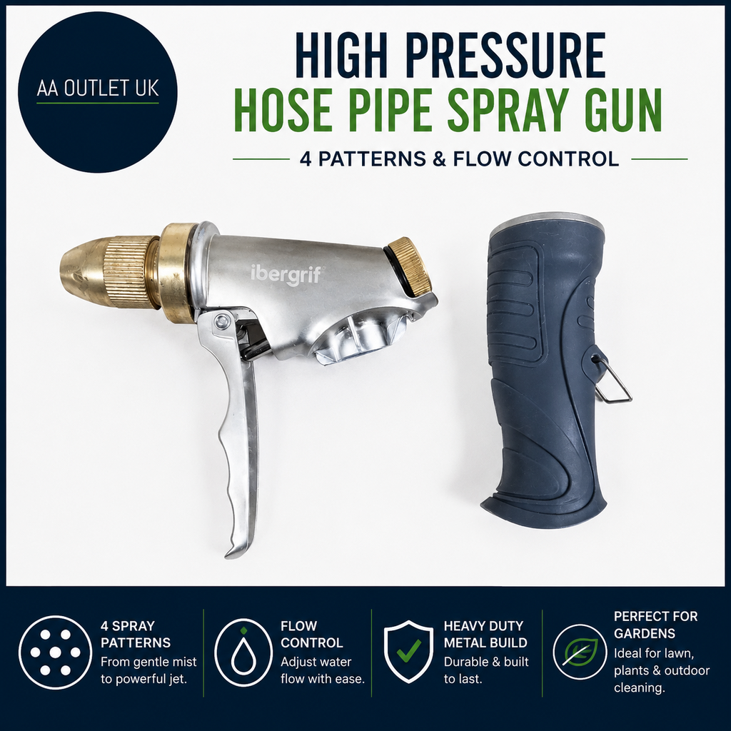 Ibergrif Hose Pipe Spray Gun High Pressure Hose Nozzle Heavy Duty Metal Garden