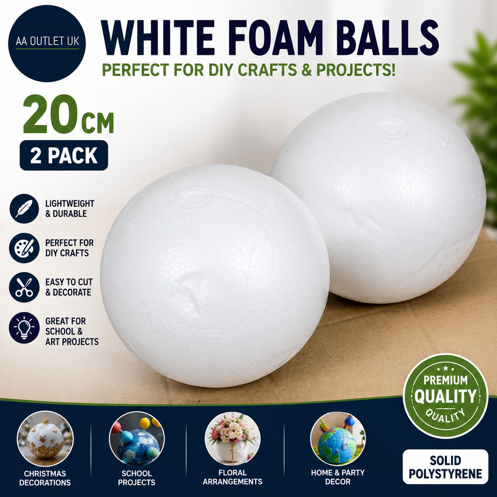 Sourcing Map 2 Pieces White Craft Foam Balls 5.1in Smooth Polystyrene White