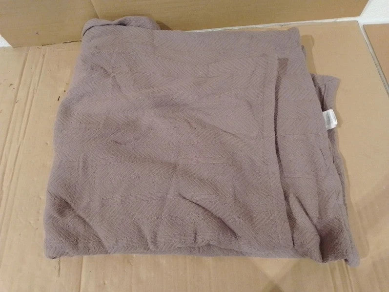 Eddie Bauer Home Herringbone Blanket 100% Cotton Lightweight 90x90in New