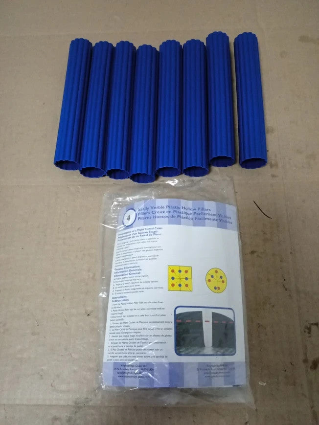 PME 6in Blue Plastic Hollow Pillars Pack Of 4.2.5x 2.5x15cm New