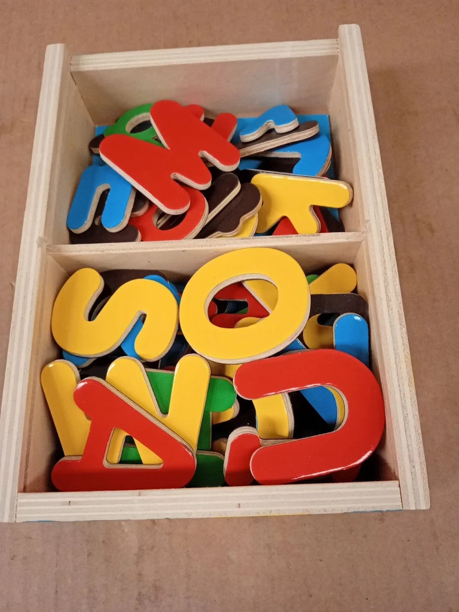 Melissa & Doug 52 Wooden Alphabet Magnets Box Uppercase Lowercase Letters Age 3+