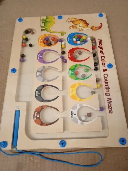 Montessori Dinosaur Toys Toddler Baby Magnetic Color Number Maze 24x2x20cm 3+