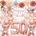50th Birthday Balloons Rose Gold Banner Triangle Flag Decorations New