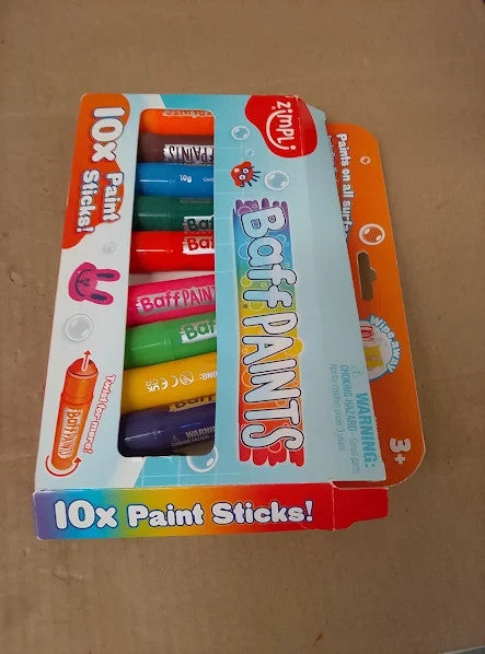 Zimpli 10x Large Baff Paint Sticks Crayons Vibrant Colour 21x2.2x17cm 3+ New