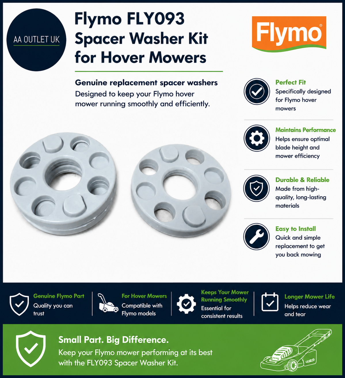 Flymo Genuine Replacement Spacer Washer Kit Fits SimpliGlide Hover Lawnmowers
