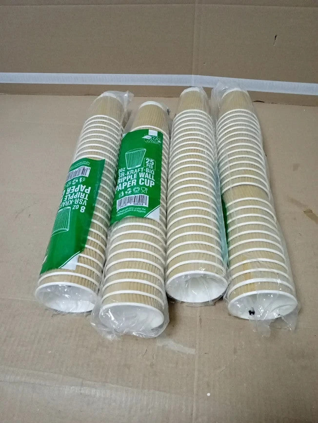 Zuvo Coffee Cups 8oz No Lids Brown Ripple Ideal For Takeaways New